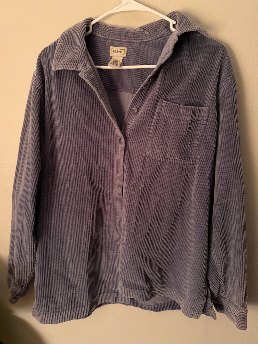 Vintage L.L.Bean Corduroy Button-Up Shirt Jacket Dusty Blue Women’s L Granola